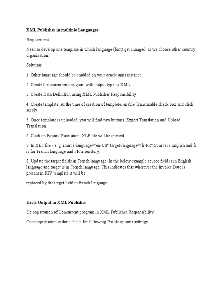Multilingual XML Publisher Template Guide | PDF | Internet Explorer ...