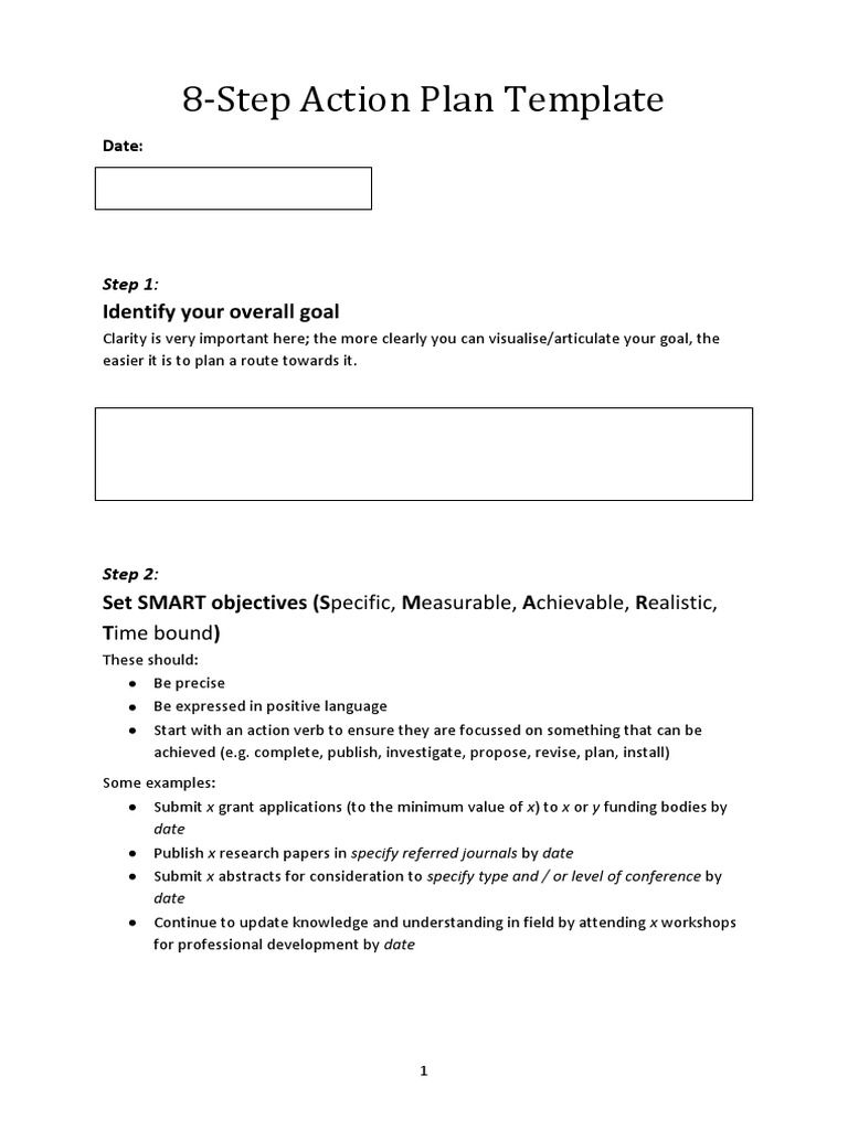 8-Step Action Plan Template: Identify Your Overall Goal | Download Free ...