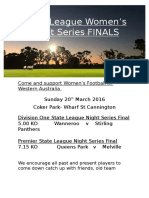 State League Women's Night Series FINALS: Come and Support Women's Football in Western Australia