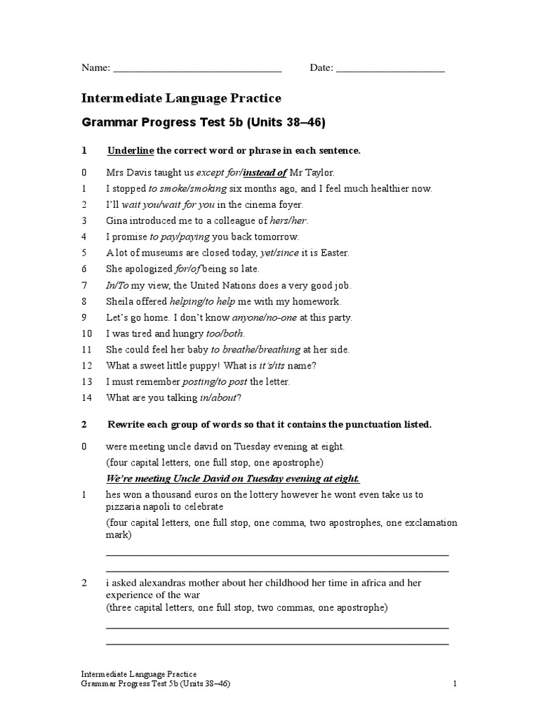 ILP Grammar Test 5b | PDF | Linguistics | Language Mechanics