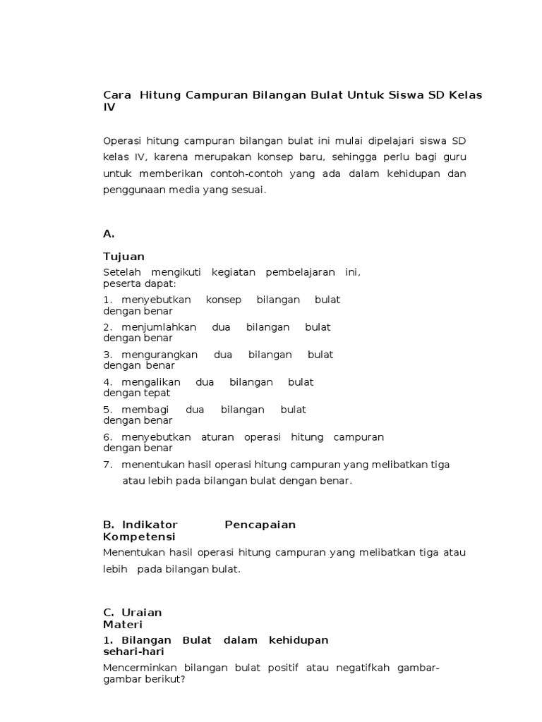 Kumpulan Soal Pelajaran 8 Contoh Soal Operasi Hitung Bilangan