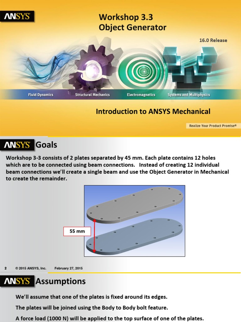 Workshop 3.3 Object Generator: Introduction To ANSYS Mechanical | PDF ...