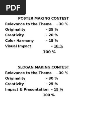 Criteria For Slogan Poster