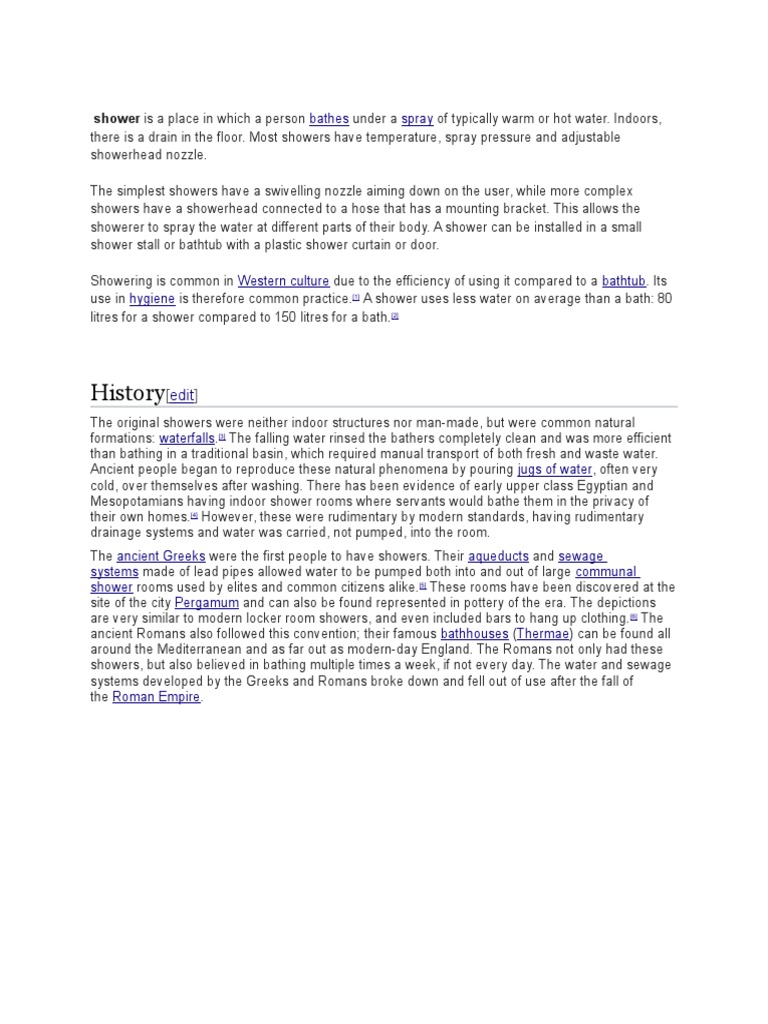 History of Showers and Their Evolution | PDF
