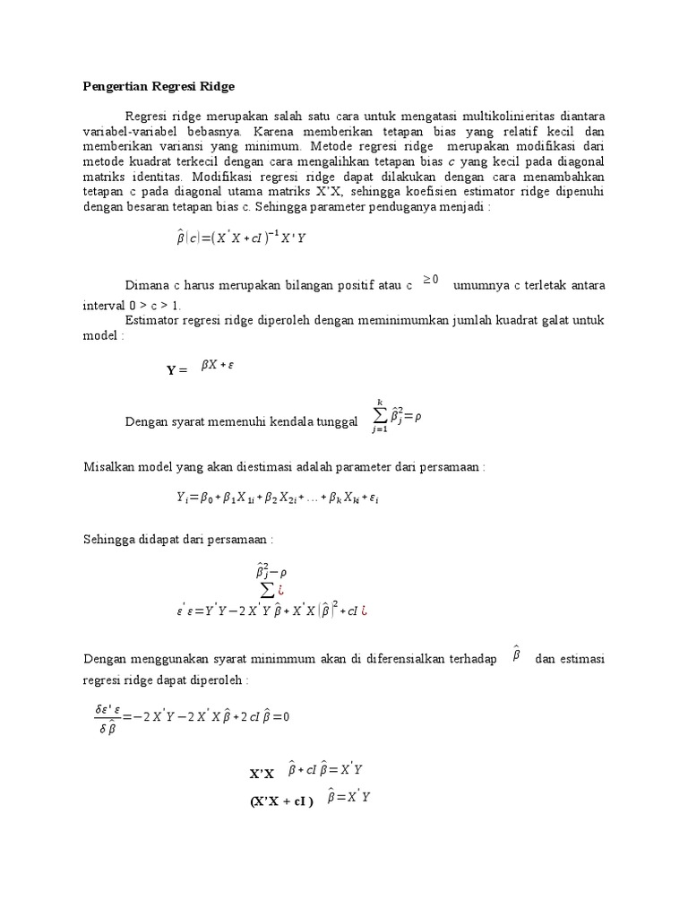 Pengertian dan Analisis Regresi Ridge | PDF