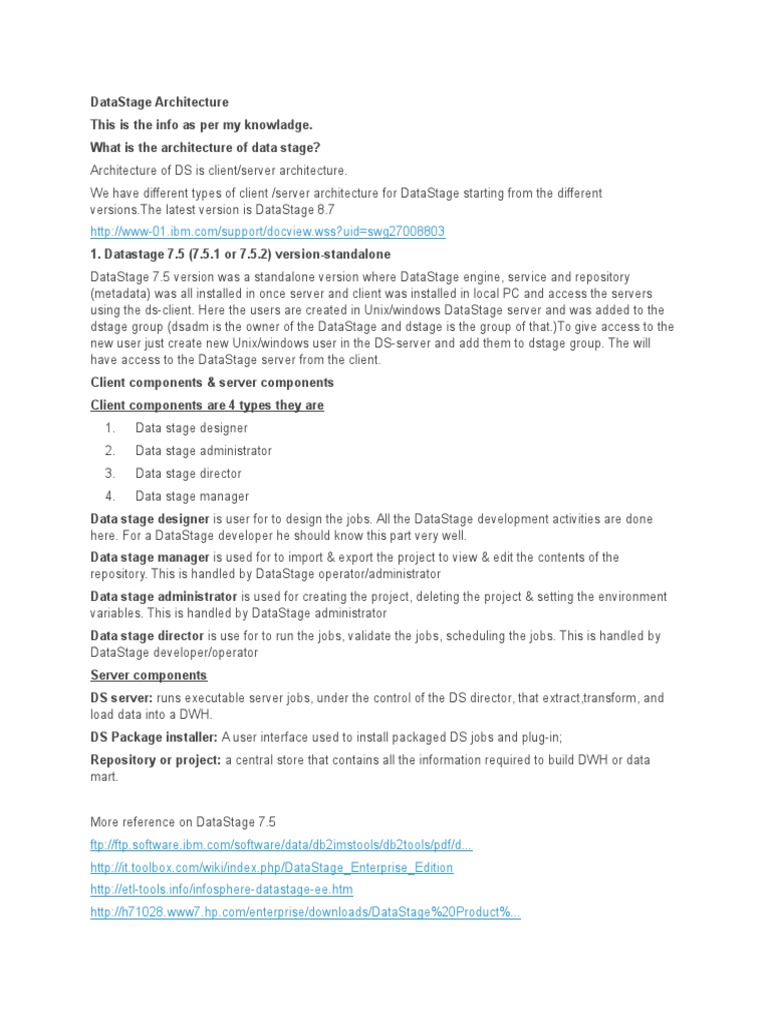 Datastage Architecture | PDF | Databases | Server (Computing)