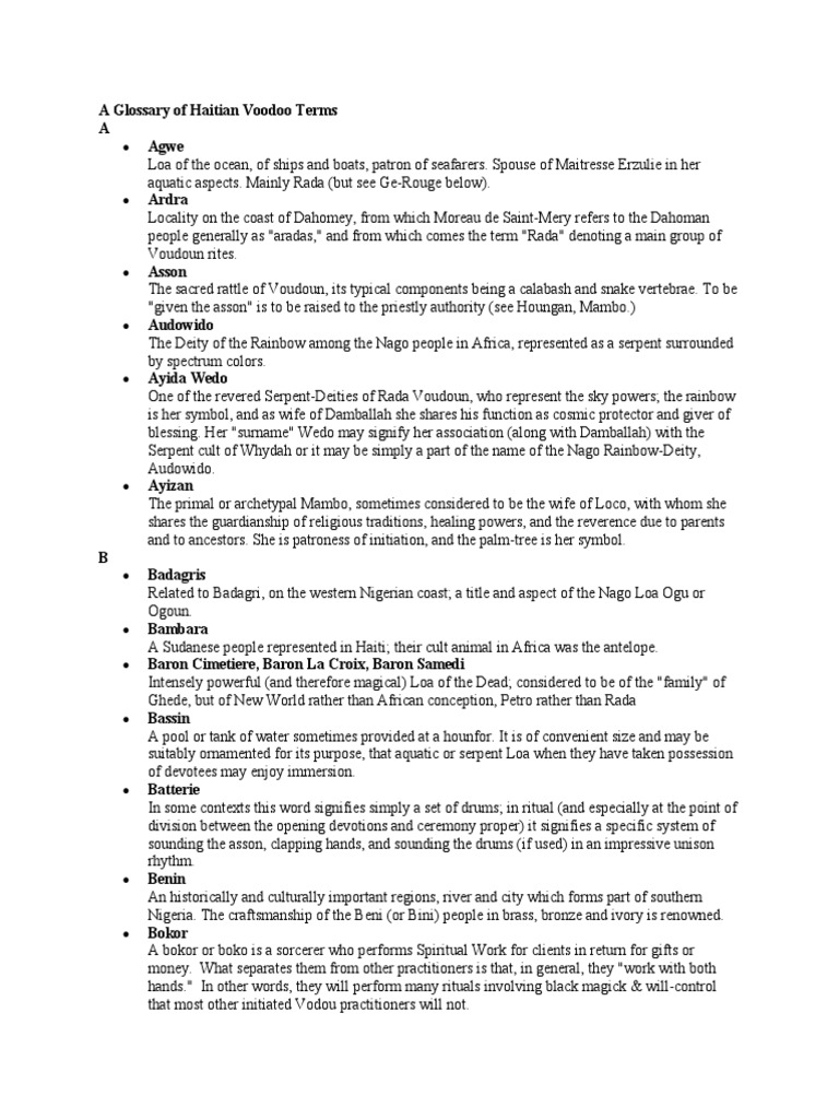 A Glossary of Haitian Voodoo Terms PDF PDF Haitian Vodou Religion