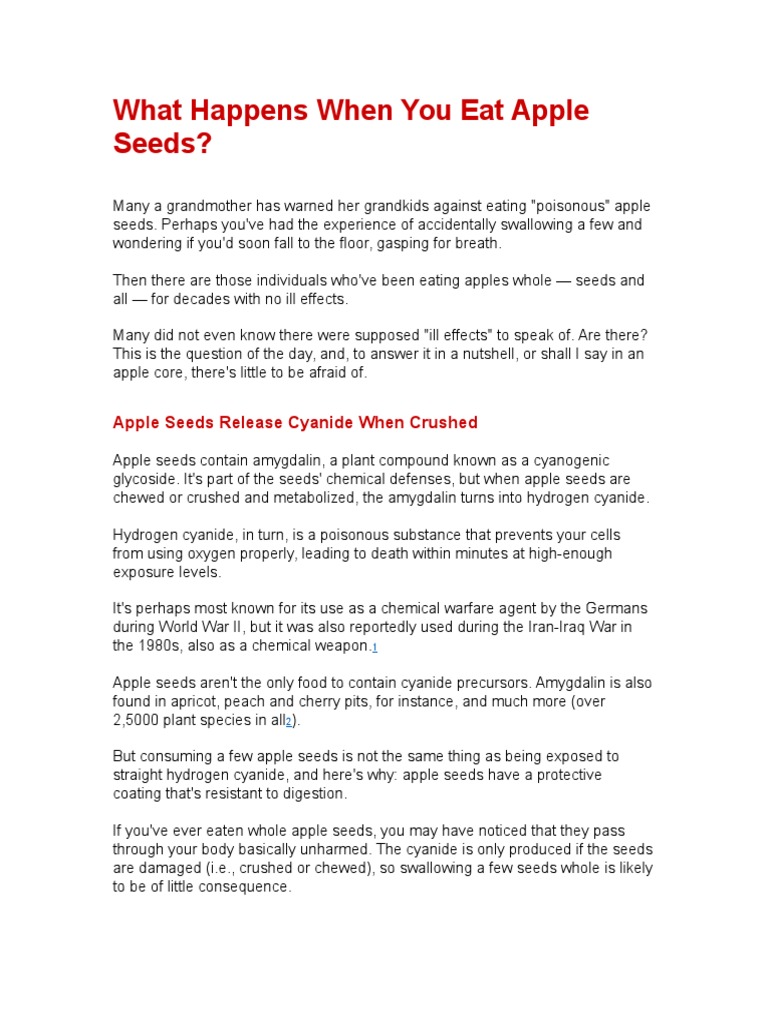 What Happens When You Eat Apple Seeds | PDF | Apple | Cyanide