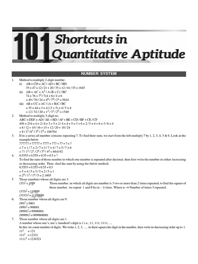 101 Math Short Cuts PDF | PDF