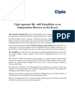 Cipla Appoints MR Adil Zainulbhai As An Independent Director On The Board