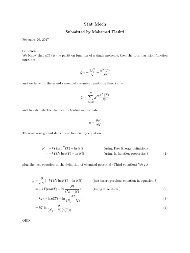 Stat Mech: Submitted by Mohamed Elashri | PDF