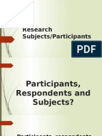 Research Participants, Respondents and Subjects: Key Differences