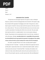 Argumentative Essay: Censorship