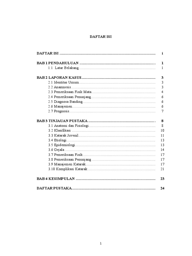 Daftar Isi Laporan kasus