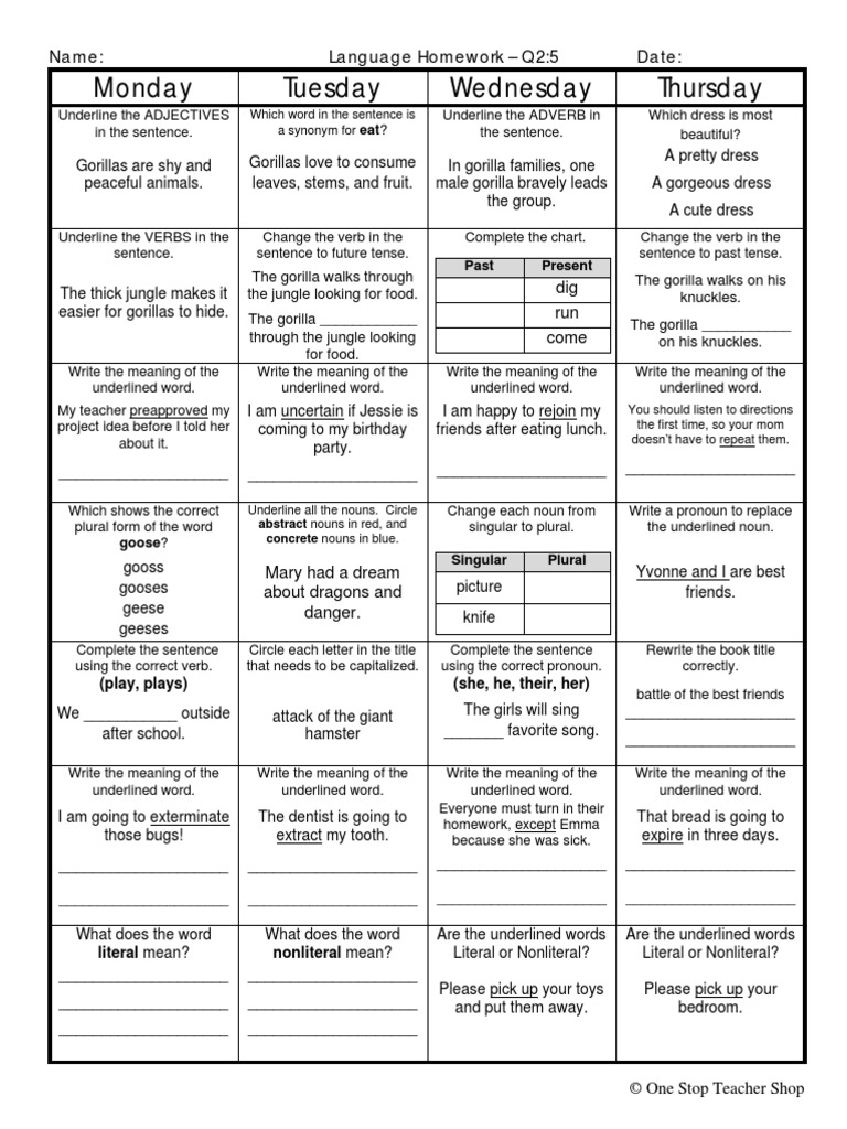 Weekly Language Review Q2 5 Answer Key