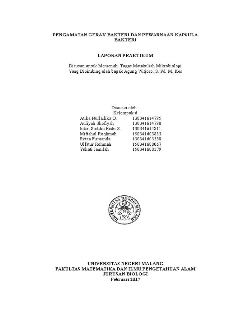 Laporan Praktikum Gerak Bakteri | PDF
