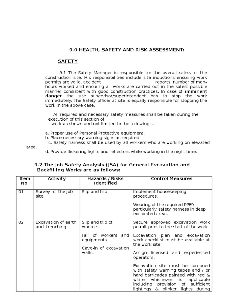 Excavation and Back Filling Works Jsa Prevention Safety