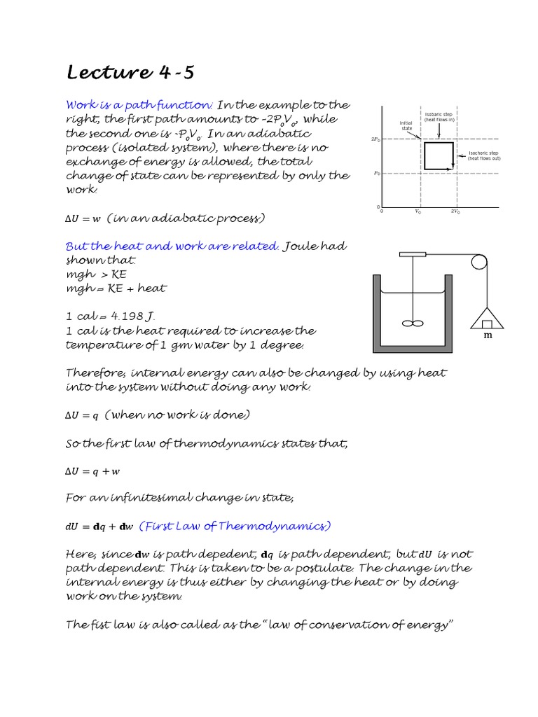 Lecture 4-5: Work Is A Path Function | PDF | Enthalpy | Heat