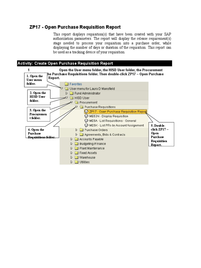 Open Purchase Requisition Report Guide | PDF | Icon (Computing) | Human ...