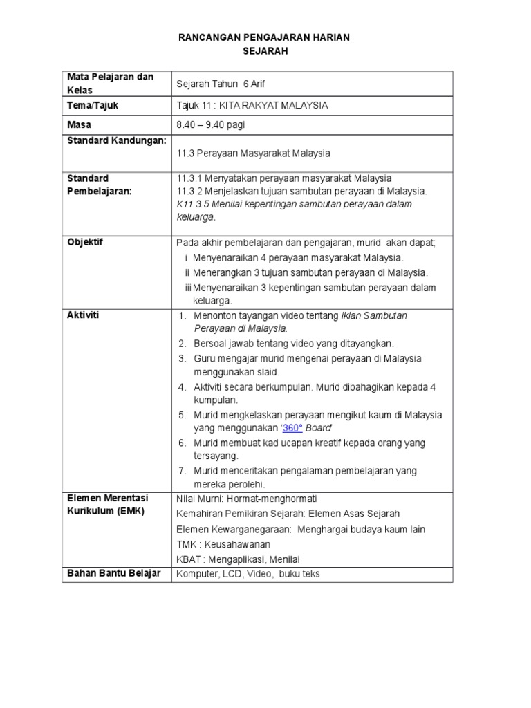 Rph Sejarah Th 6 Perayaan