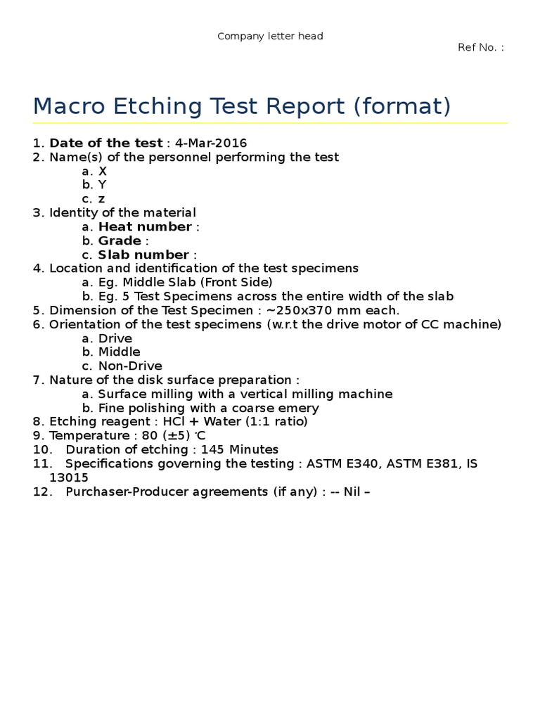 Macro Etch Report (Format) | PDF | Computers | Technology & Engineering