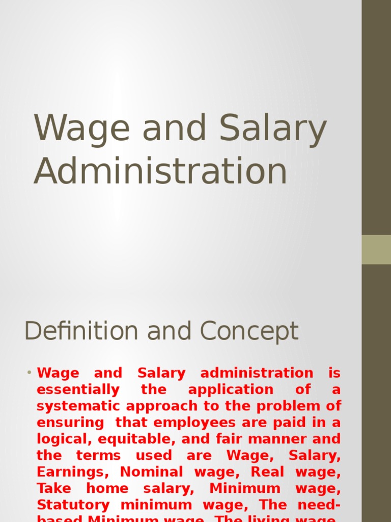 Wage And Salary Administartion Wage Salary