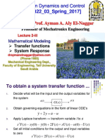 System Dynamics and Control (ME422 - 03 - Spring - 2017) : Instructor: Prof. Ayman A. Aly El-Naggar