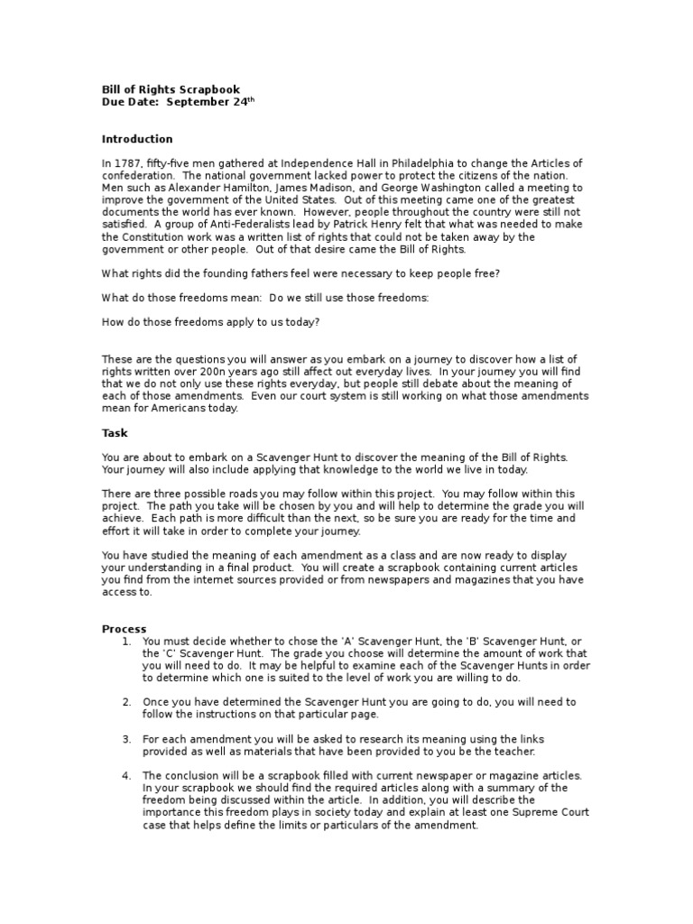 Bill of Rights Scrapbook | PDF | United States Bill Of Rights | First ...