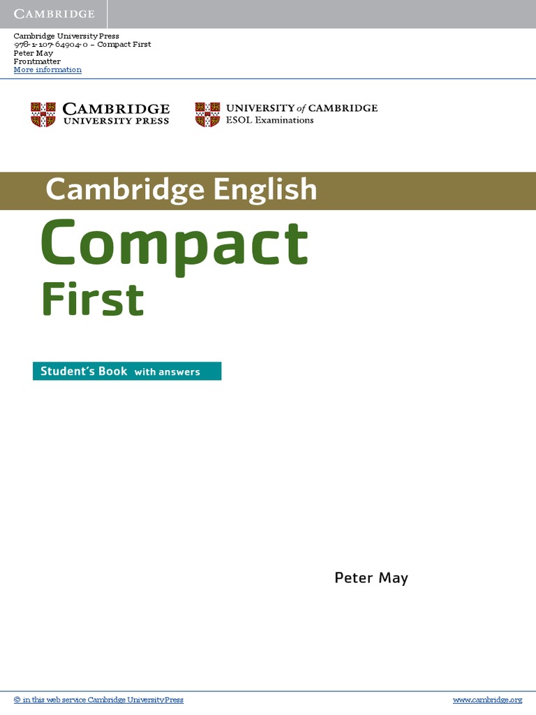 Compact First Students Book Pack With Answers Frontmatter PDF | PDF ...