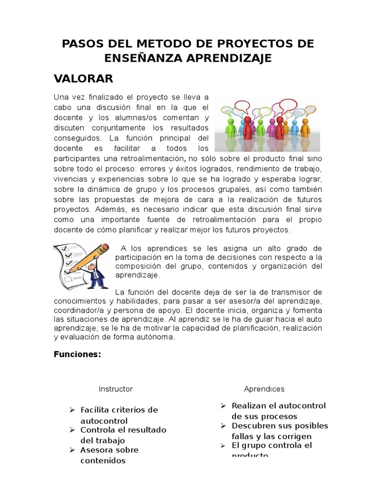 Pasos Del Metodo de Proyectos de Enseñanza Aprendizaje | PDF ...