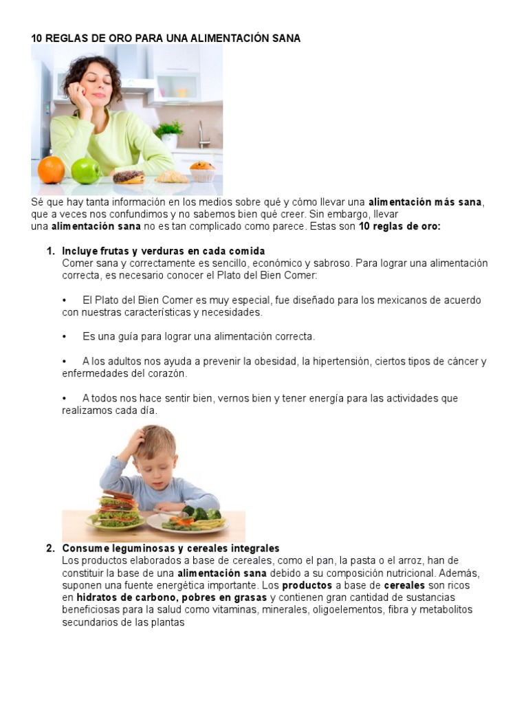 10 Reglas de Oro para Alimentación Saludable | PDF | Cereales | Azúcar