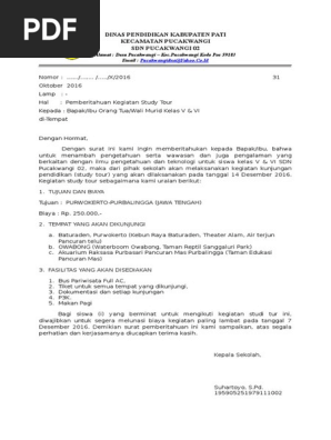 Surat Pemberitahuan Kegiatan Karyawisata
