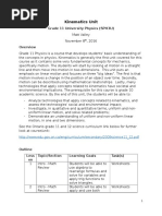 Unit Plan - Kinematics - Sph3u