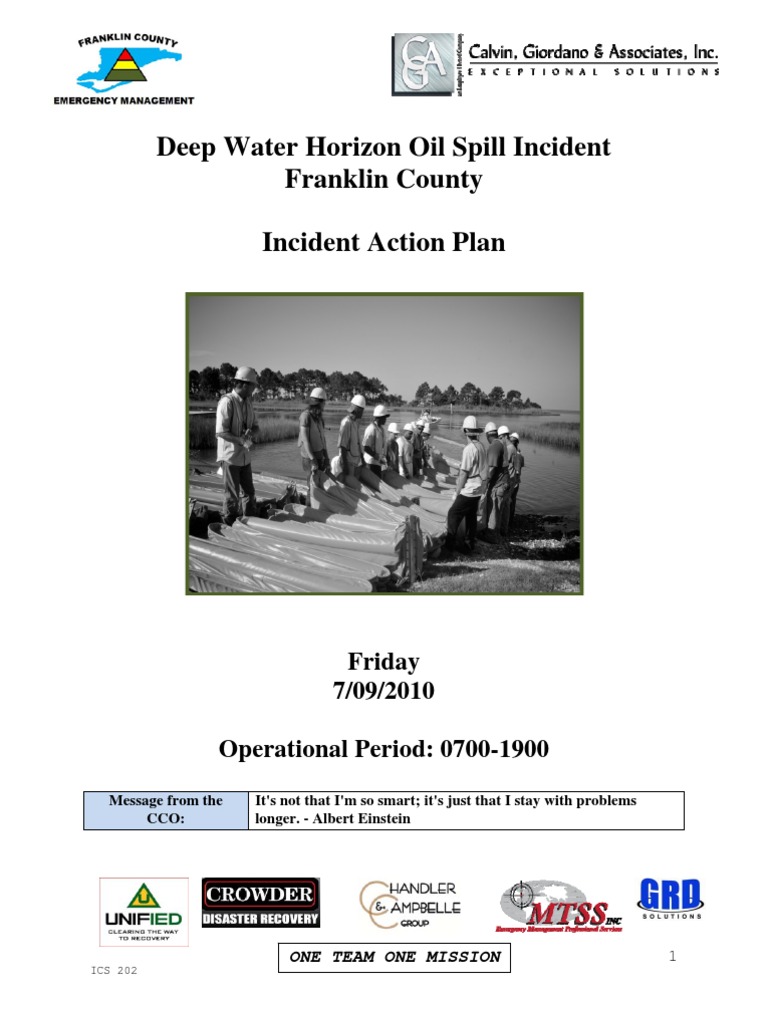 Deep Water Horizon Oil Spill Incident Franklin County Incident Action ...