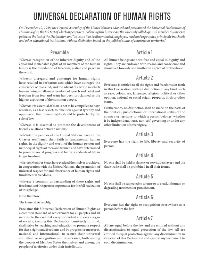 Universal Declaration of Human Rights PDF | PDF | Natural And Legal ...