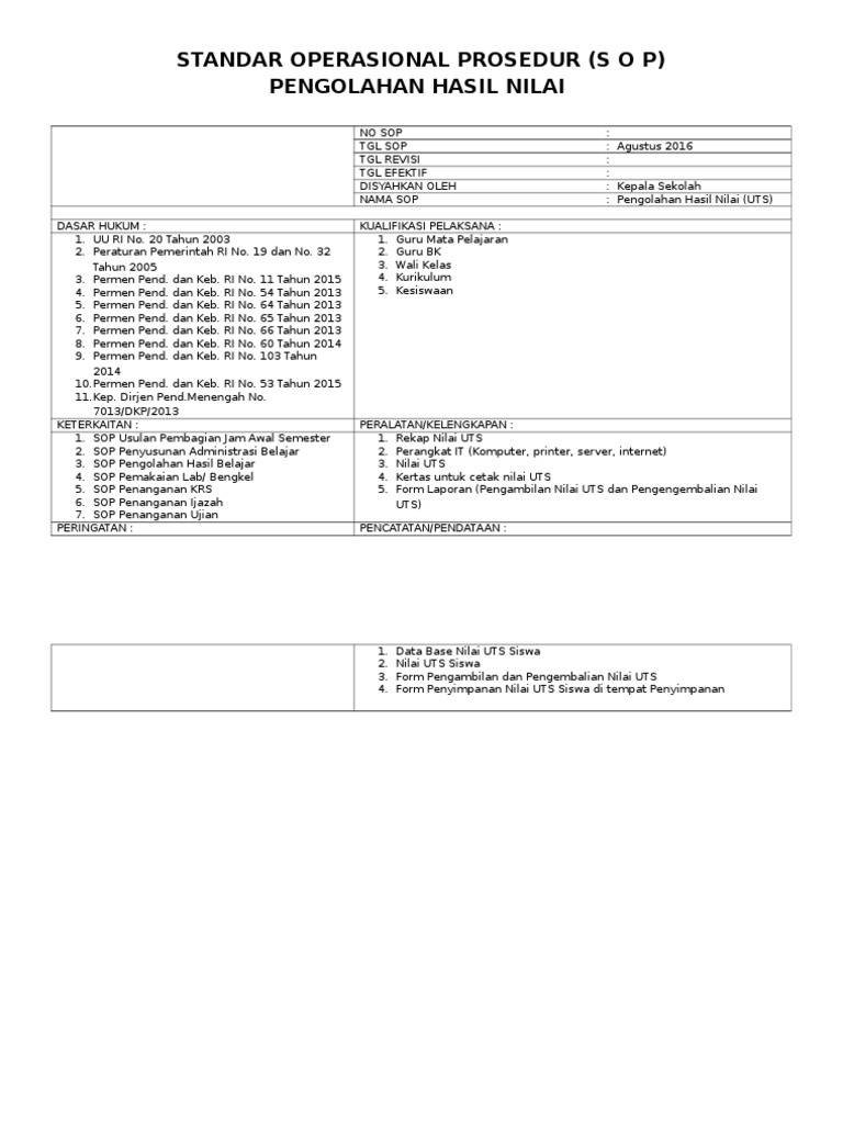 Standar Operasional Prosedur | PDF