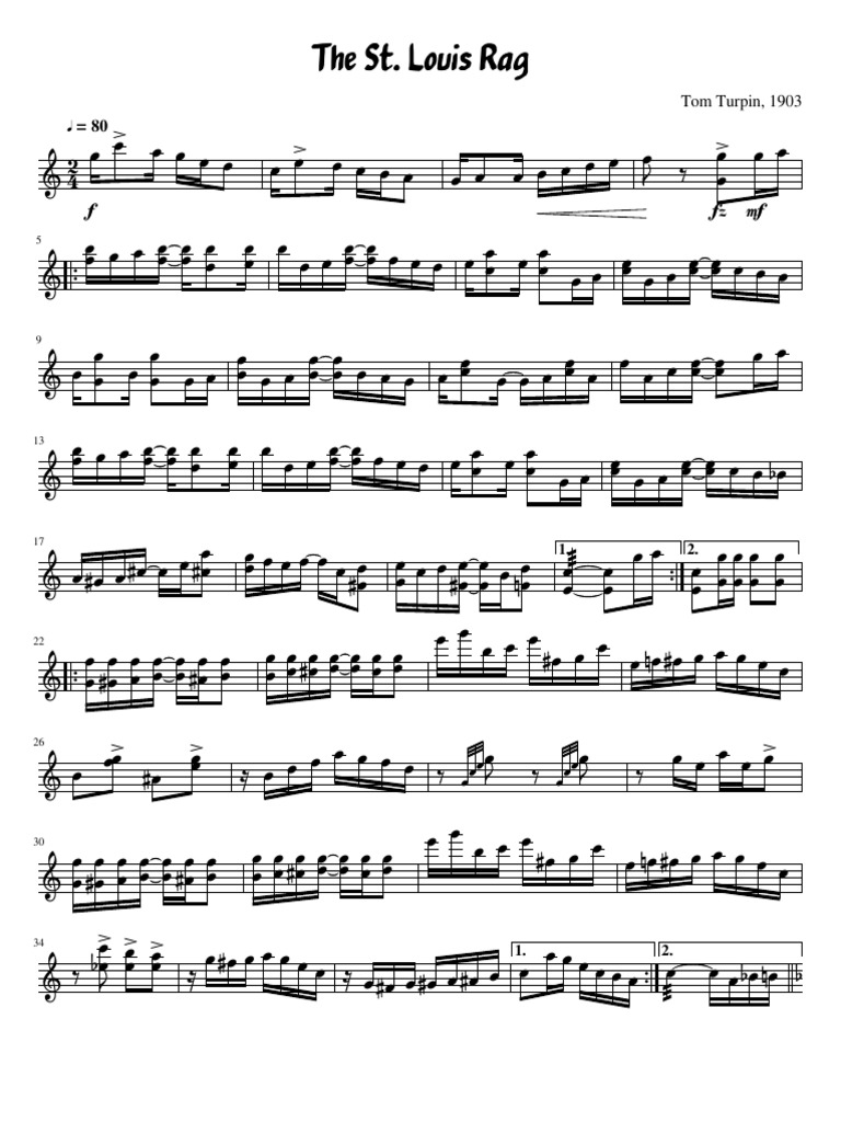 St. Louis Rag by Tom Turpin, 1903 | PDF | Ragtime Composers | Ragtime