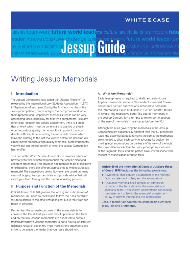 Writing Effective Jessup Memorials | PDF | Pleading | Jurisdiction