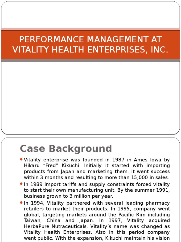Performance Management at Vitality Health Enterprises, Inc (1
