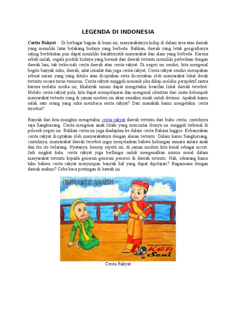 Legenda Indonesia Tradisional dengan Gambar Tumbuhan dan Hewan