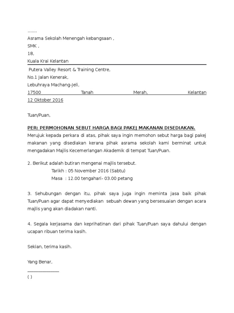 Format Surat Keputusan Tender