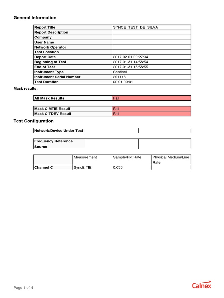 SyncE Test Report - Fail Results | PDF