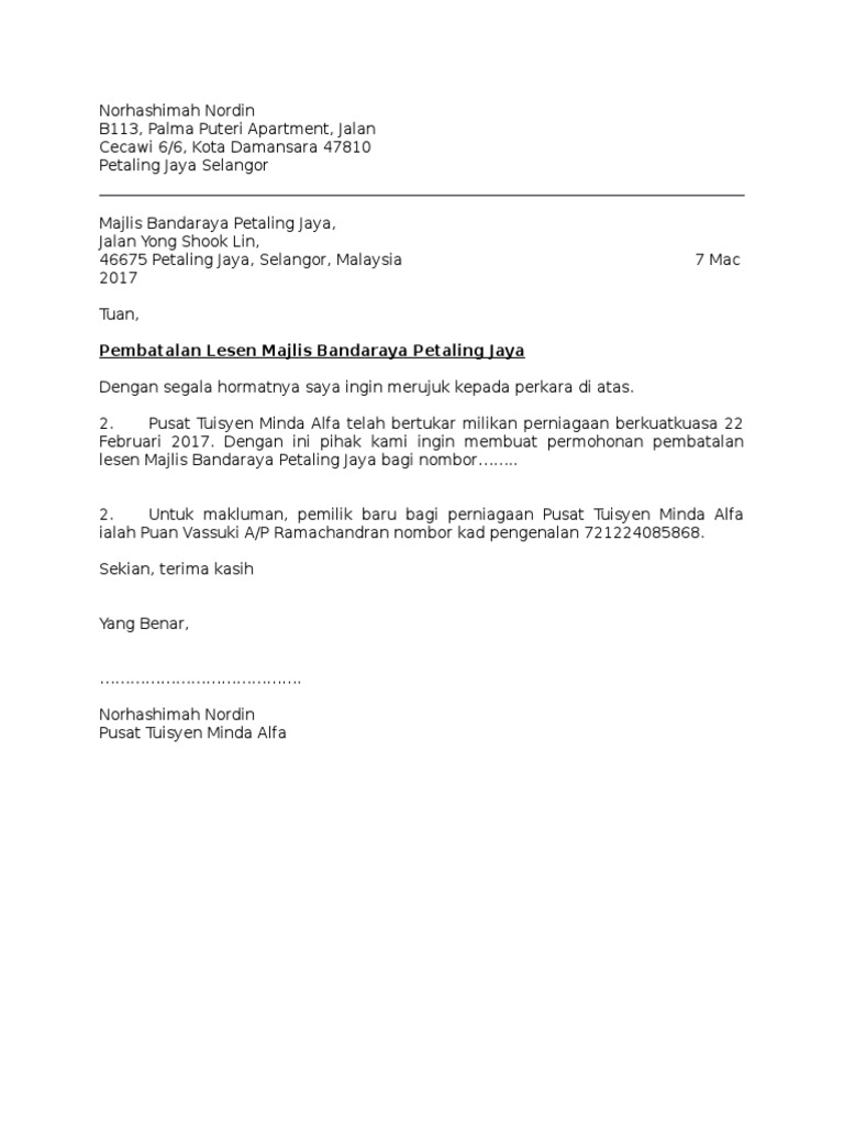 Surat Kerjasama Jkm Mbpj