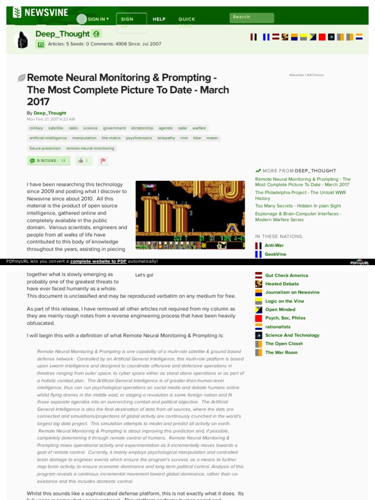 Remote Neural Monitoring and Prompting by DeepThought March 2017 | PDF ...