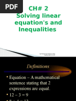 CH# 2 Solving Linear Equation's and Inequalities: by Mohammad Sabaoon MSC Mathematics (U.O.P)