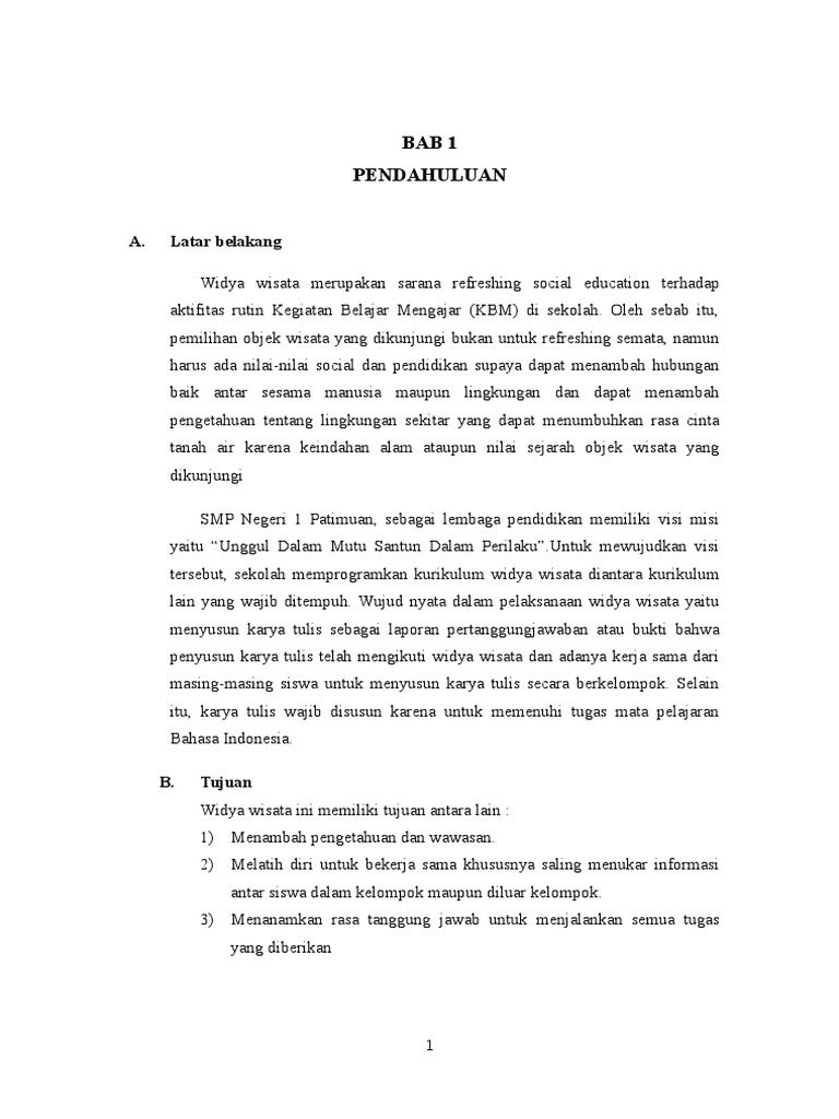 Latar Belakang Laporan Karya Wisata Seputar Laporan