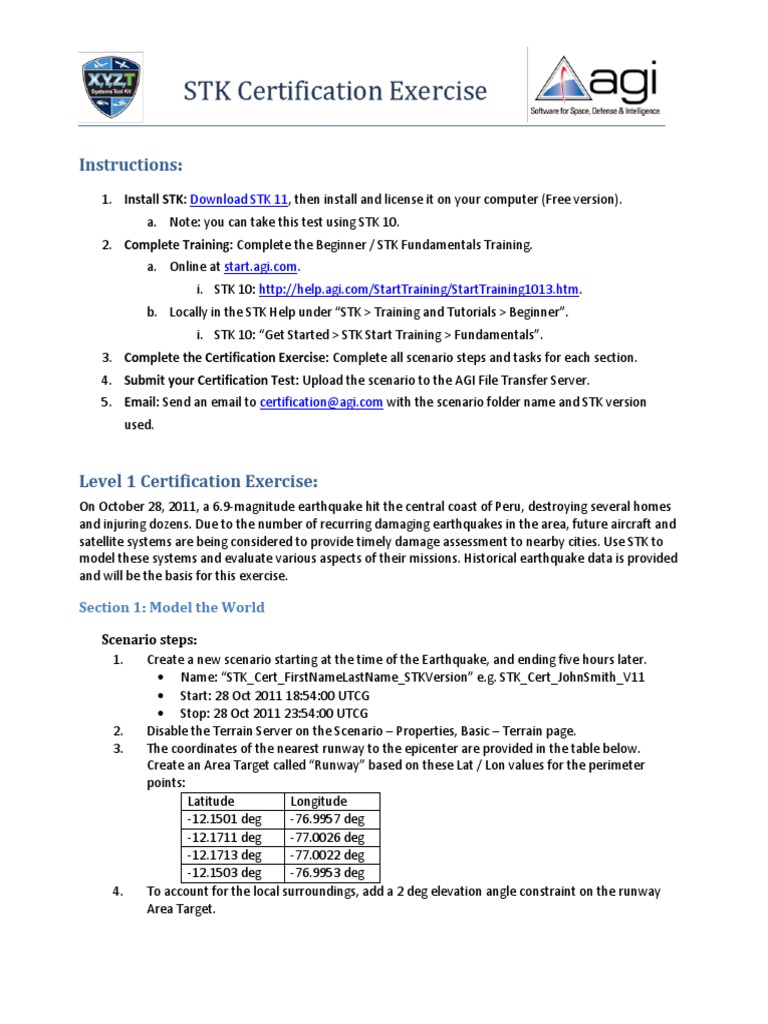 STK Certification Level 1 Guide | PDF | Latitude | Computing