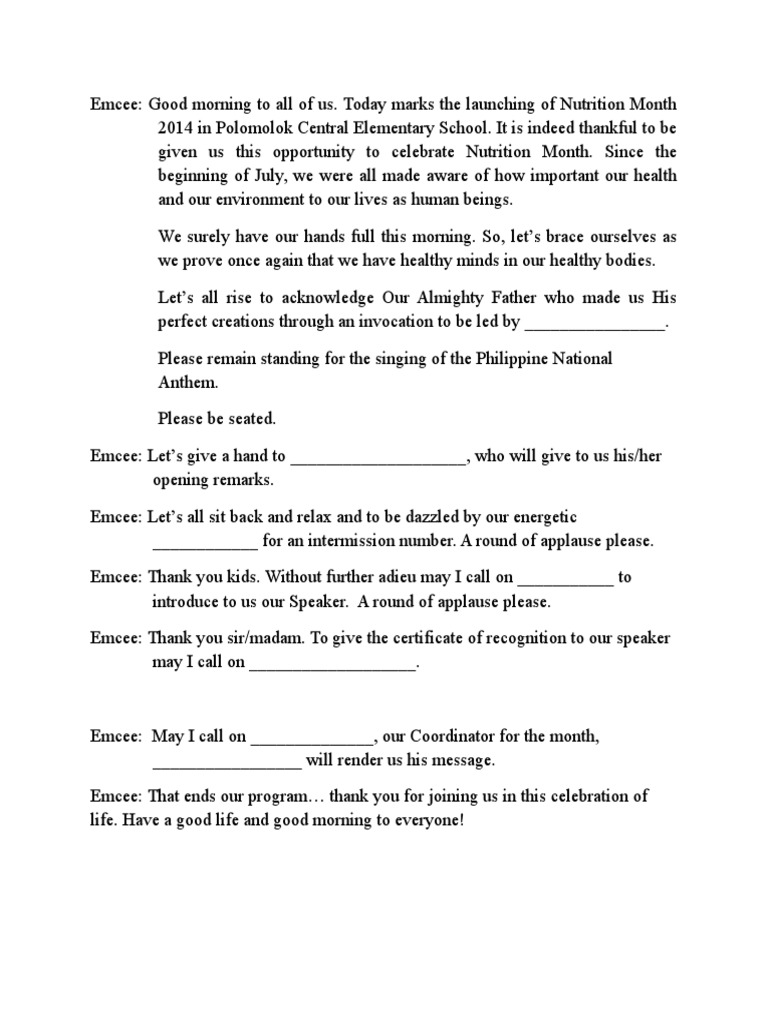 Virgie Emcee Script