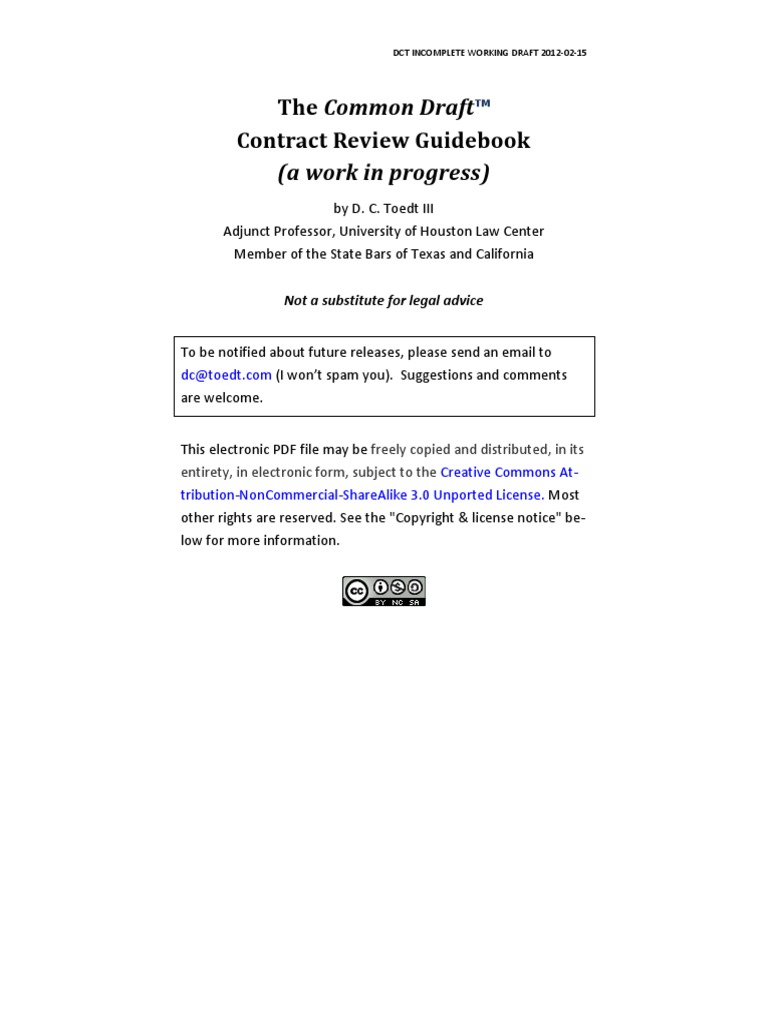 Contract Drafting Common Draft 2012-02-15 | PDF | Indemnity ...