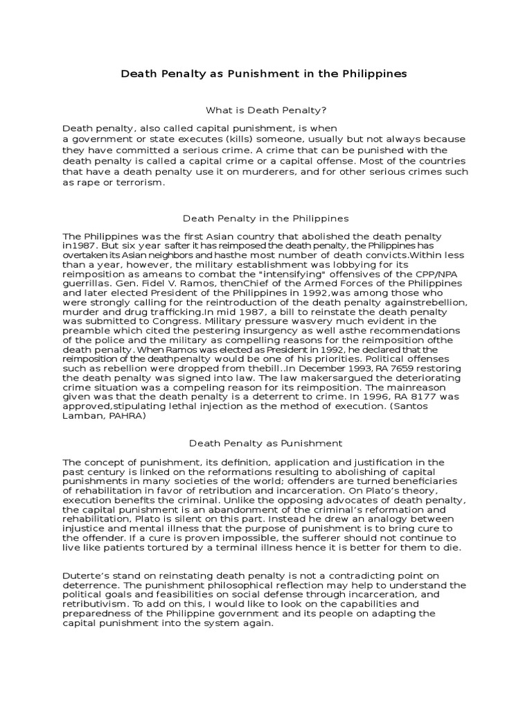 Death penalty in the philippines essay picture